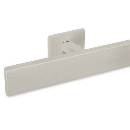 Grijze trapleuning (gecoat) op maat - rechthoekig (40x10 mm) - incl. leuninghouders TYPE 16 - coating grijs RAL 7030, 7044, 1019 of 9002