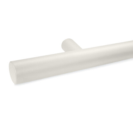 Grijze trapleuning (gecoat) op maat - rond smal - incl. leuninghouders TYPE 14 - coating grijs RAL 7030, 7044, 1019 of 9002