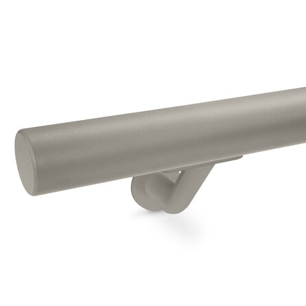 Grijze trapleuning (gecoat) op maat - rond - incl. leuninghouders TYPE 7 LUXE - coating grijs RAL 7030, 7044, 1019 of 9002