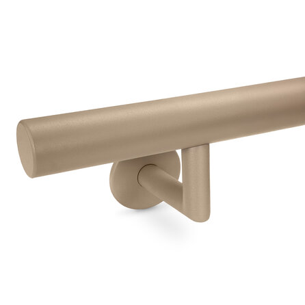 Grijze trapleuning (gecoat) op maat - rond smal - incl. leuninghouders TYPE 3 LUXE - coating grijs RAL 7030, 7044, 1019 of 9002
