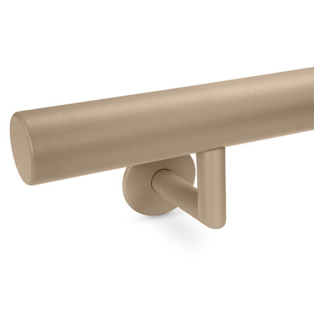 Grijze trapleuning (gecoat) op maat - rond - incl. leuninghouders TYPE 3 LUXE - coating grijs RAL 7030, 7044, 1019 of 9002