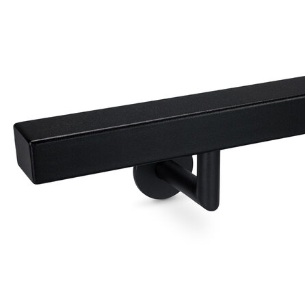 Zwarte trapleuning (gecoat) op maat - vierkant (40x40 mm) - incl. leuningdragers TYPE 3 LUXE - coating zwart RAL 9005
