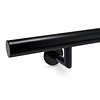 Zwarte trapleuning (gecoat) op maat - rond smal - incl. leuningdragers TYPE 3 LUXE - coating zwart RAL 9005