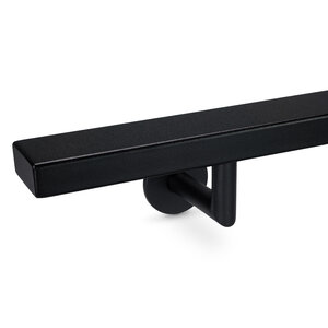 Zwarte trapleuning - rechthoekig (50x20 mm) - incl. dragers TYPE 3 LUXE