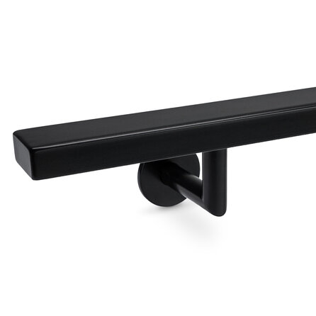 Zwarte trapleuning (gecoat) op maat - rechthoekig (40x20 mm) - incl. leuningdragers TYPE 3 LUXE - coating zwart RAL 9005