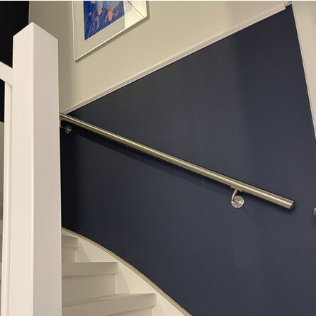Inox trapleuning op maat - rond - incl. leuninghouders TYPE 1 VARIABEL
