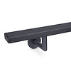 Antraciet trapleuning (gecoat) op maat - rechthoekig (40x15 mm) - incl. leuningdragers TYPE 3 LUXE - coating donkergrijs RAL 7016 of 7021