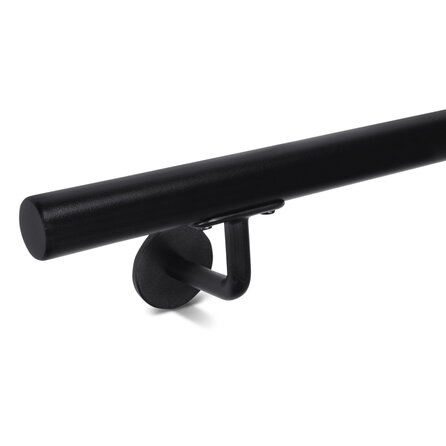 Zwarte trapleuning - rond smal - incl. leuninghouders TYPE 3