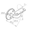 Antraciet leuninghouder - TYPE 2 - rond smal - voor ronde smalle trapleuningen (33,7 mm ) - coating donkergrijs RAL 7016 of 7021