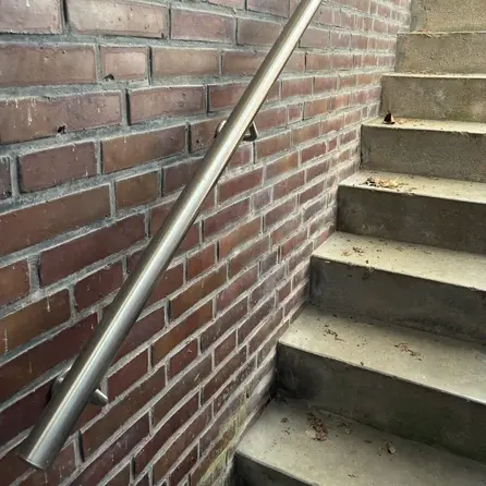 Inox trapleuning op maat - rond - incl. leuninghouders TYPE 3 - voor buiten