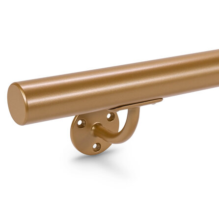 Brons / goud trapleuning (gecoat) op maat - rond - incl. leuninghouders TYPE 2 - coating messing / koper look