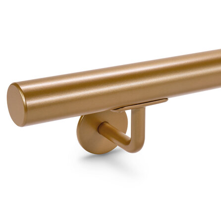 Brons / goud trapleuning (gecoat) op maat - rond - incl. leuninghouders TYPE 3 - coating messing / koper look