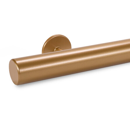 Brons / goud trapleuning (gecoat) op maat - rond - incl. leuninghouders TYPE 5 - coating messing / koper look