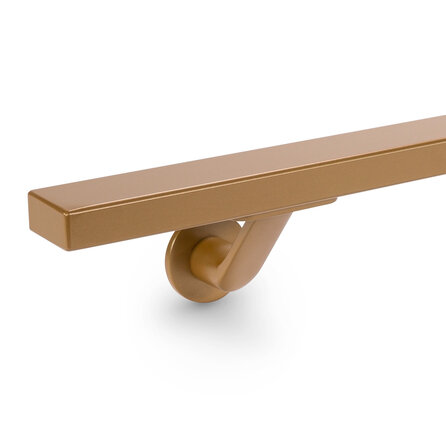 Brons / goud trapleuning (gecoat) op maat - rechthoekig (40x20 mm) - incl. leuninghouders TYPE 7 LUXE - coating messing / koper look