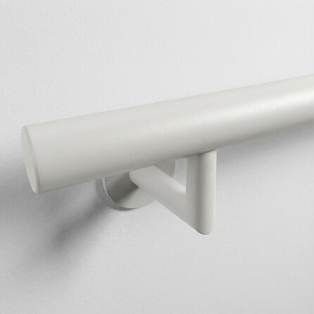 Grijze trapleuning (gecoat) op maat - rond - incl. leuninghouders TYPE 3 LUXE - coating grijs RAL 7030, 7044, 1019 of 9002