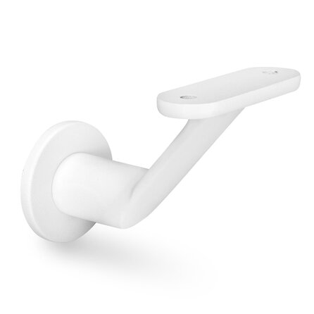 Witte trapleuning (gecoat) op maat - rechthoekig (50x10 mm) + leuninghouders TYPE 7 LUXE - coating wit RAL 9016, 9010 of 9001