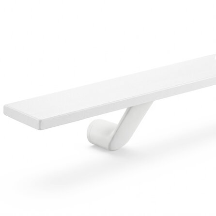 Witte trapleuning (gecoat) op maat - rechthoekig (50x10 mm) + leuninghouders TYPE 7 - coating wit RAL 9016, 9010 of 9001