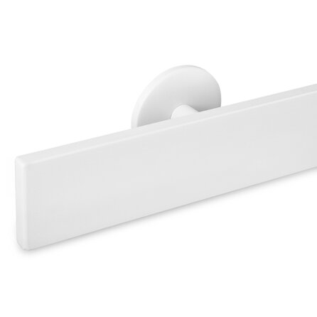 Witte trapleuning (gecoat) op maat - rechthoekig (50x10 mm) + leuninghouders TYPE 5 - coating wit RAL 9016, 9010 of 9001
