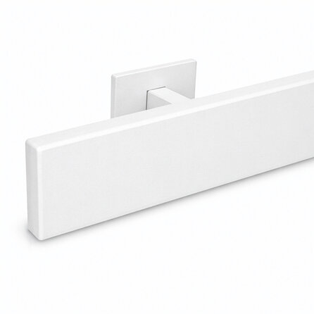 Witte trapleuning (gecoat) op maat - rechthoekig (50x10 mm) + leuninghouders TYPE 16 - coating wit RAL 9016, 9010 of 9001