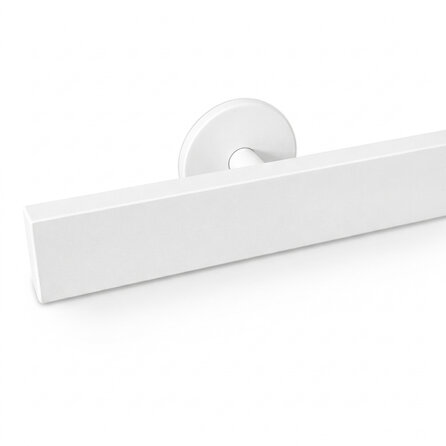 Witte trapleuning (gecoat) op maat - rechthoekig (40x15 mm) - incl. leuninghouders TYPE 5 - coating wit RAL 9016, 9010 of 9001