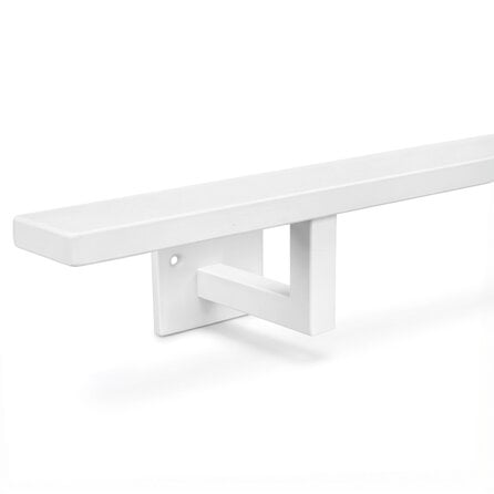 Witte trapleuning (gecoat) op maat - rechthoekig (40x15 mm) - incl. leuninghouders TYPE 10 - coating wit RAL 9015 of 9016