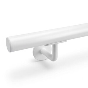 Witte trapleuning - voor buiten - rond smal - incl. dragers TYPE 3