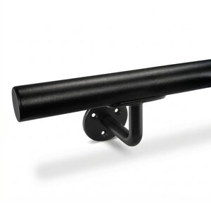 Zwarte trapleuning - rond smal - incl. dragers TYPE 1