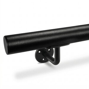 Zwarte trapleuning - rond - incl. dragers TYPE 1