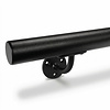 Zwarte trapleuning (gecoat) op maat - voor buiten - rond - incl. leuninghouders TYPE 2 - coating zwart RAL 9005
