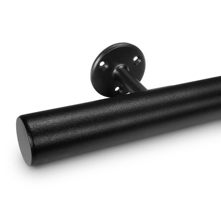 Zwarte trapleuning (gecoat) op maat - voor buiten - rond - incl. leuninghouders TYPE 4 - coating zwart RAL 9005