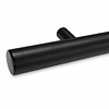 Zwarte trapleuning (gecoat) op maat - voor buiten - rond - incl. leuninghouders TYPE 14 - coating zwart RAL 9005