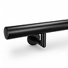 Zwarte trapleuning (gecoat) op maat - rond smal - incl. leuningdragers TYPE 3 LUXE - coating zwart RAL 9005