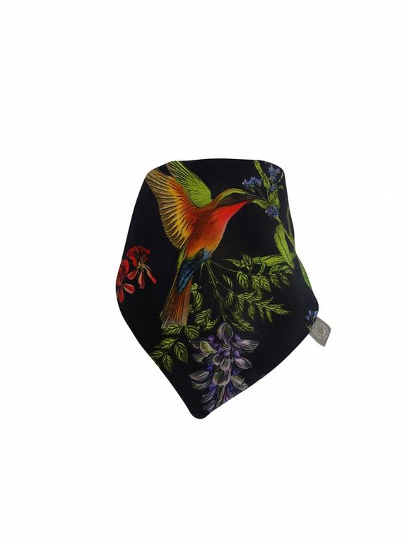 Donkerblauwe slab bandana met bloemen en vogels