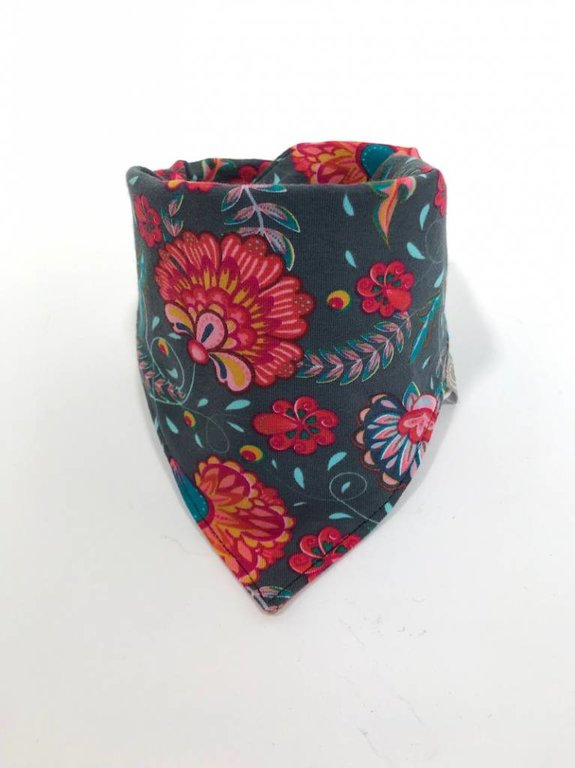 Grijze lab bandana sjaal met bloemenprint