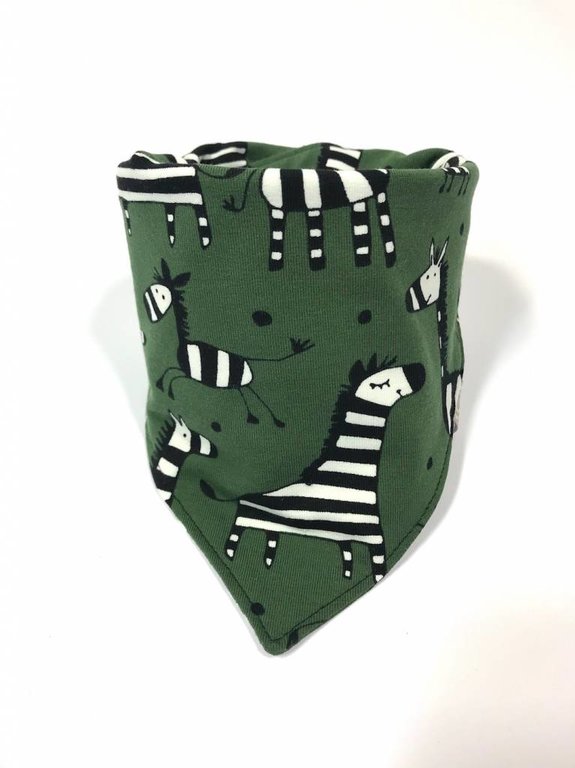 Legergroene slab bandana met zebra's