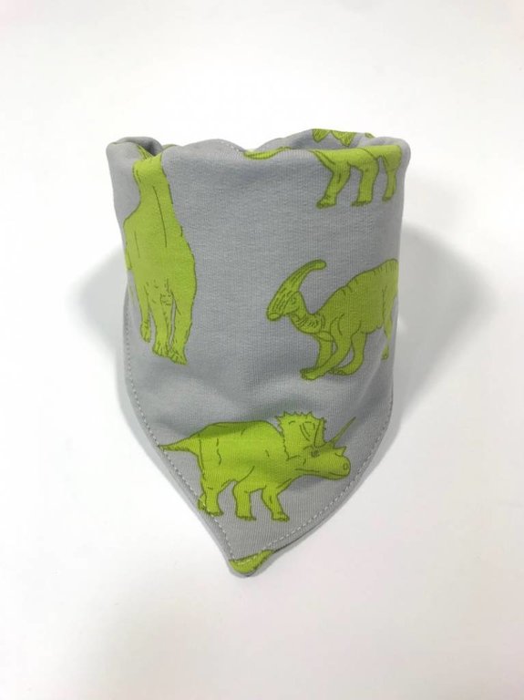 Grijze slab bandana sjaal met groene dino's