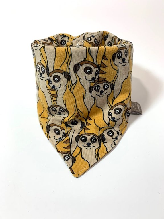 Vintage okergele slab bandana met stokstaartjes