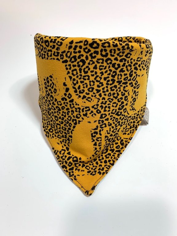 Okergele slab bandana sjaal met panter print