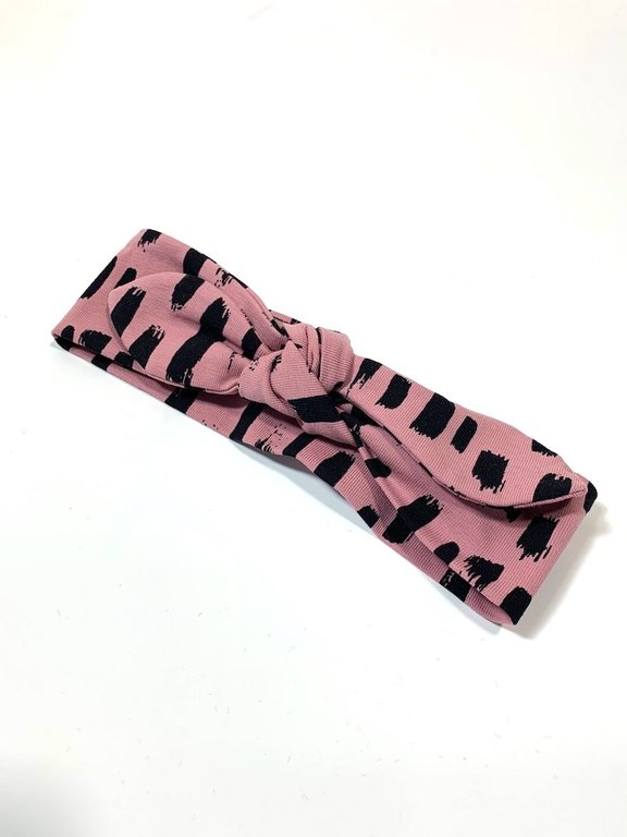 Roze haarband strik met print