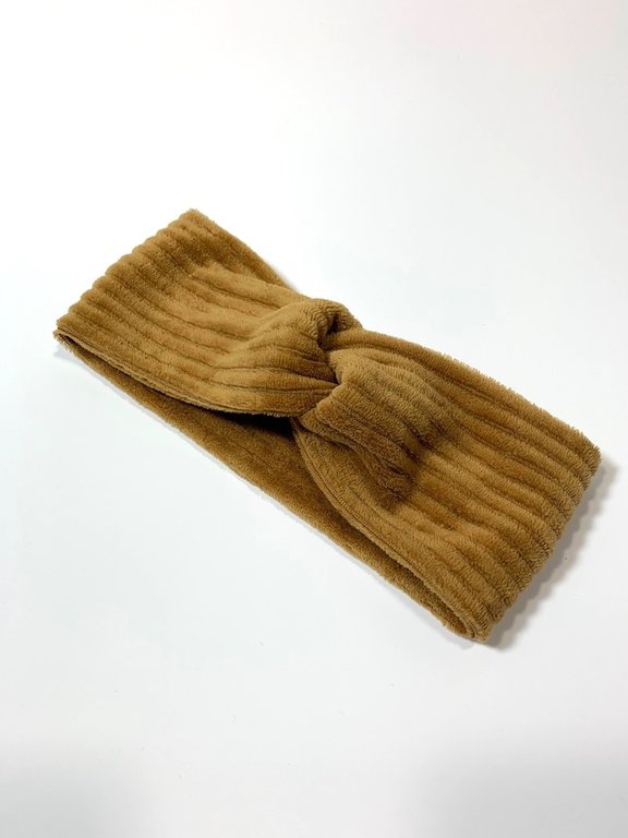 Camel turban haarband van brede rib