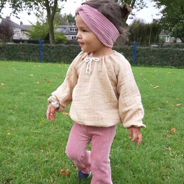 Roze turban haarband van brede rib