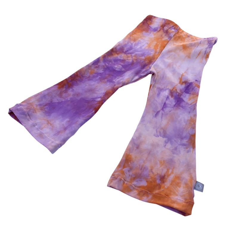 SPLIT flared broek Tie Dye in lila/oranje