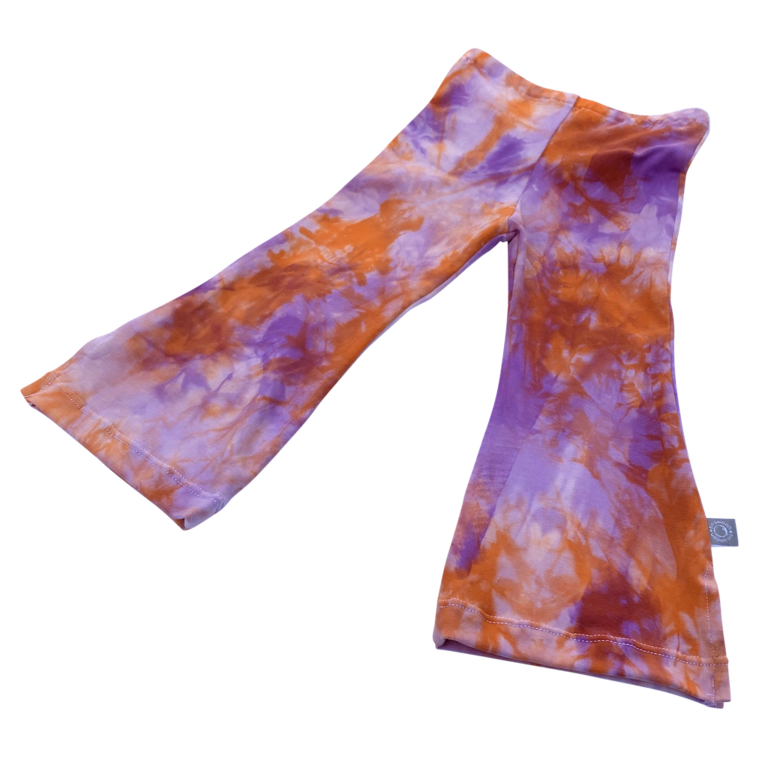 SPLIT flared broek Tie Dye in lila/oranje