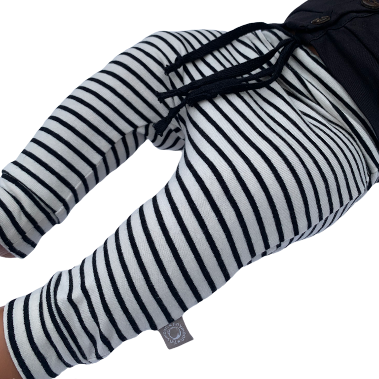 Breton Stripes drop crotch broekje in wit/zwart gestreept