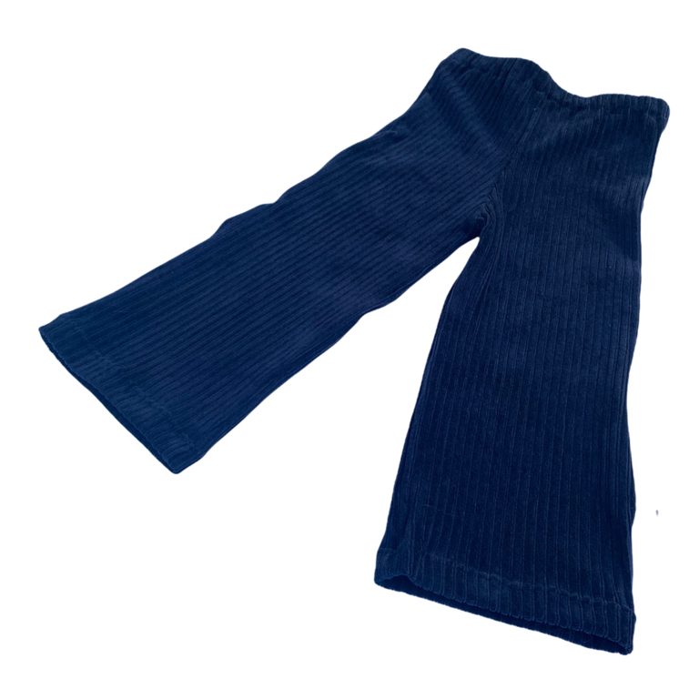 Wide Legs broek van brede rib in donkerblauw