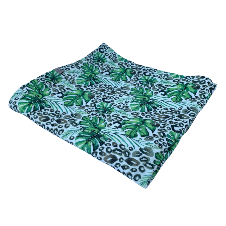 Hydrofieldoek, inbakerdoek, Swaddle XL – Leaves Leopard