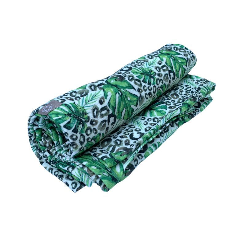 Hydrofieldoek, inbakerdoek, Swaddle XL – Leaves Leopard