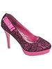 Pumps roze/zwart met kant