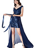 UIT Blauwe glitterjurk met losse rok