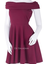 Bordeaux rood off-shoulder cocktailjurkje- 202239